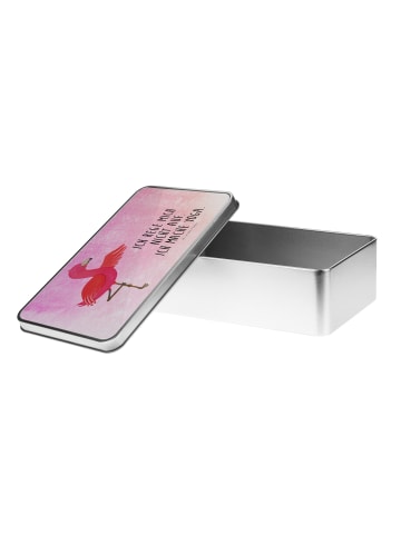 Mr. & Mrs. Panda Blechdose Flamingo Yoga mit Spruch in Aquarell Pink