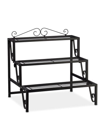 relaxdays Blumentreppe in Schwarz - (B)70 x (H)69 x (T)60 cm