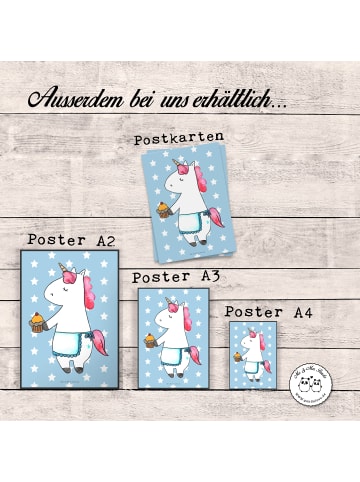 Mr. & Mrs. Panda Poster Einhorn Muffin ohne Spruch in Blau Pastell