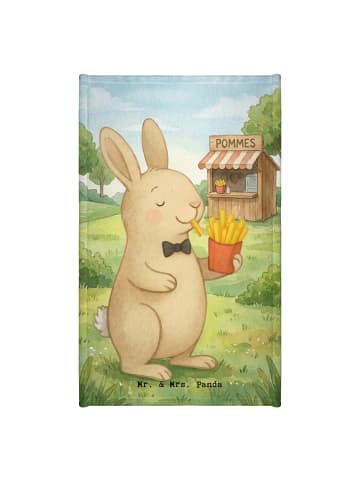 Mr. & Mrs. Panda Handtuch Hase Pommes Design ohne Spruch in Weiß
