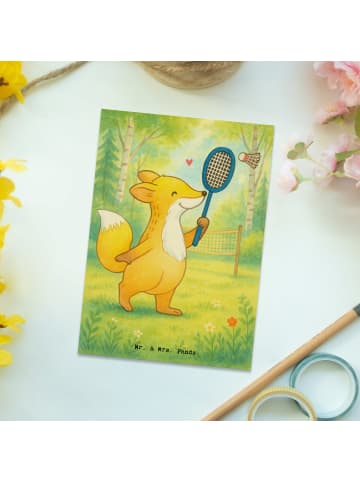 Mr. & Mrs. Panda Grußkarte Fuchs Federball spielen Design ohne S... in Weiß