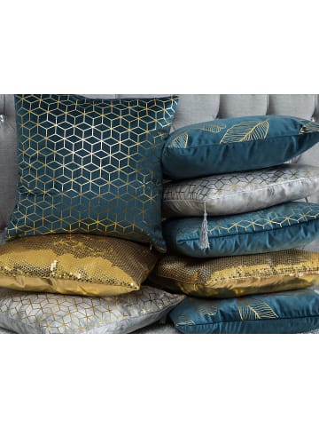 Beliani 2er-Set Dekokissen FREESIA in Blau/Gold