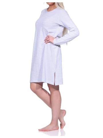 NORMANN Nachthemd Bigshirt langarm Streifen Ringel - 76247 in Grau