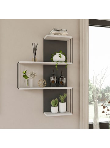 CALICOSY Wandregal CAMBEL in Kiefer/Weiß - (W) 64 x (H) 96 x (L) 19 cm