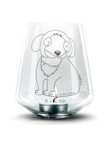 Mr. & Mrs. Panda Windlicht Glas Hund Entspannen ohne Spruch in Transparent