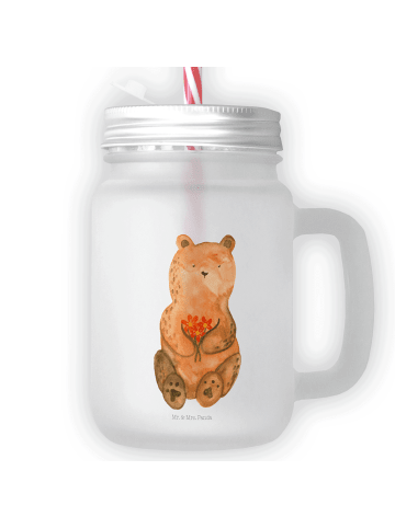 Mr. & Mrs. Panda Trinkglas Mason Jar Bär Dankbar ohne Spruch in Transparent
