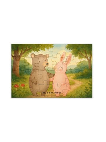 Mr. & Mrs. Panda Puzzle Bär und Hase Umarmen Design ohne Spruch in Weiß