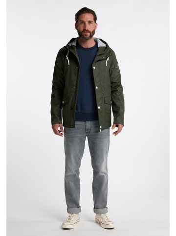 DreiMaster Maritim Herren Regenjacke Mit Einem Dezenten Print Auf Der Oberstoffrückseite in Dunkeloliv