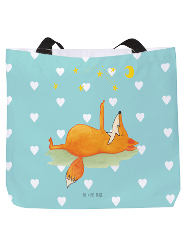 Mr. & Mrs. Panda Tote Bag Fuchs Sterne ohne Spruch in Türkis Pastell