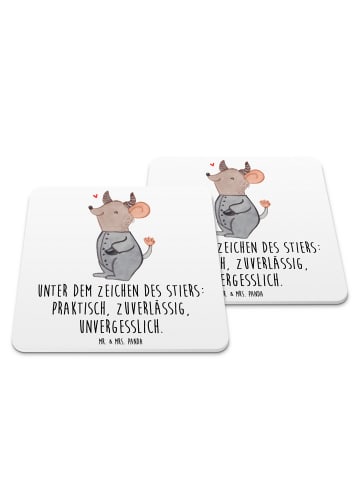 Mr. & Mrs. Panda Bierdeckel Stier Astrologie mit Spruch in Weiß
