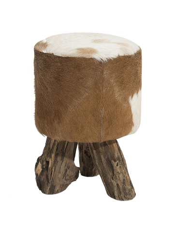 Beliani Hocker KENT in Braun/Beige - (W) 30 x (H) 42 x (L) 30 cm