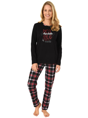 NORMANN Pyjama lang Karohose - 48758 in schwarz
