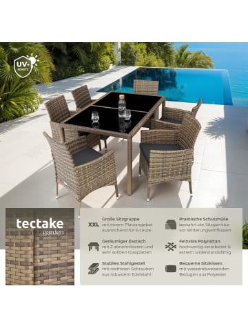 tectake Rattan Gartenlounge für 6 Personen, inklusive Schutzhülle
