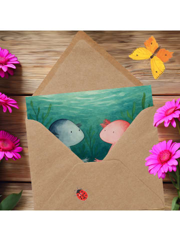 Mr. & Mrs. Panda Grußkarte Axolotl Liebe Design ohne Spruch in Weiß