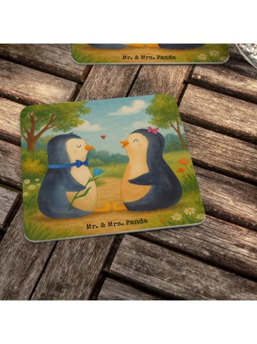 Mr. & Mrs. Panda Bierdeckel Pinguin Pärchen Design ohne Spruch in Weiß