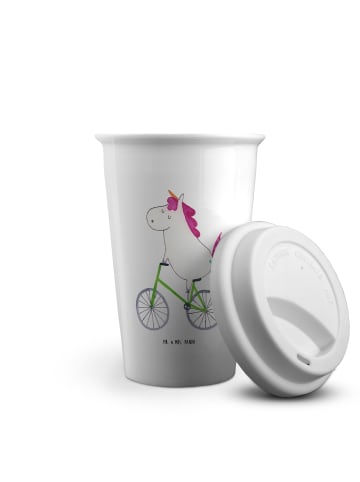 Mr. & Mrs. Panda To Go Becher Einhorn Radfahrer ohne Spruch in Weiß