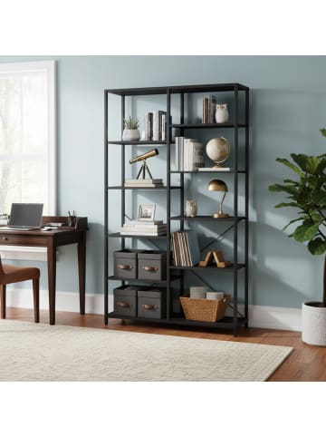 VASAGLE Bücherregal Barnet in Schwarz - (B)100 x (H)170 x (T)30 cm
