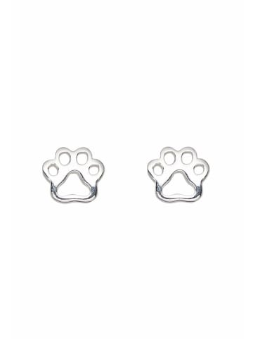Gemshine Ohrhänger Pfoten: Katze, Hund in silver coloured