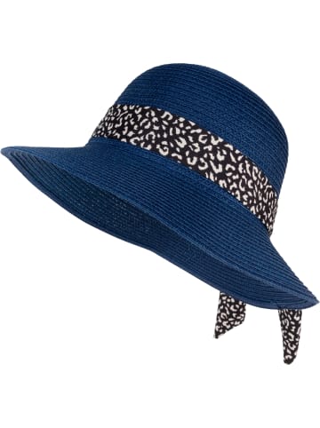 styleBREAKER Sonnenhut mit Leoparden Zierband in Dunkelblau