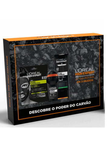 L'Oréal Paris Kohlenstoff-Set - Deodorant + Charcoal Sheet Mask + Duschgel