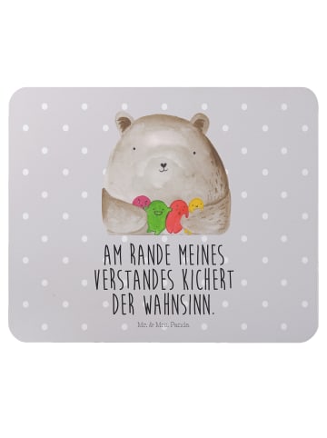 Mr. & Mrs. Panda Mousepad Bär Gefühl mit Spruch in Grau Pastell