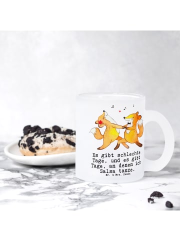 Mr. & Mrs. Panda Teetasse Füchse Salsa tanzen mit Spruch in Transparent