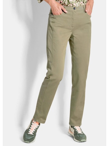 GOLDNER Baumwollhose mit Ziernähten in khaki