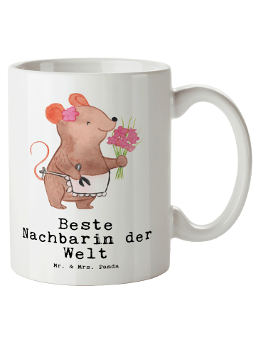 Mr. & Mrs. Panda XL Tasse Maus Beste Nachbarin der Welt mit Spruch in Weiß