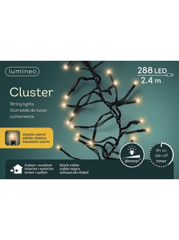 LUMINEO Lichterkette Cluster 288 LED 2,4 m in klassisch warm