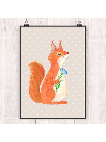 Mr. & Mrs. Panda Bild Eichhörnchen Blume ohne Spruch in Beige Pastell