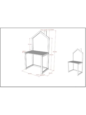 58 aufm Kessel KINDERSCHREIBTISCH Kapua 80x50x151 Massivholz Anthrazit