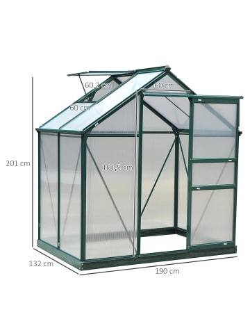 Outsunny Gewächshaus in Grün & Transparent 190L x 132B x 201H cm