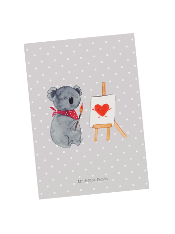 Mr. & Mrs. Panda Postkarte Koala Künstler ohne Spruch in Grau Pastell