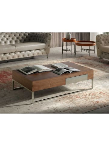 Angel Cerdá Couchtisch 2057 in Walnuss / Stahl – (B)120 x (H)33 x (T)70 cm