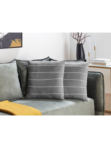 Beliani 2er-Set Dekokissen MILAS in Grau/Weiß