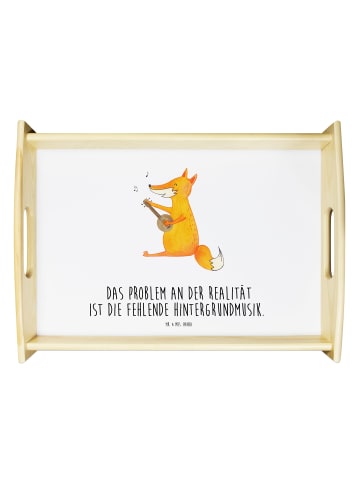 Mr. & Mrs. Panda Servier Tablett Fuchs Gitarre mit Spruch in Weiß