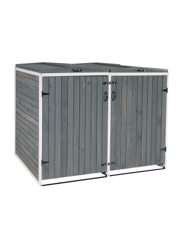 MCW XL 2er-/4er-Mülltonnenverkleidung H74, erweiterbar, Grau-weiß
