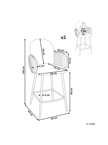 Beliani 2er-Set Barhocker AMITY in Braun/Schwarz