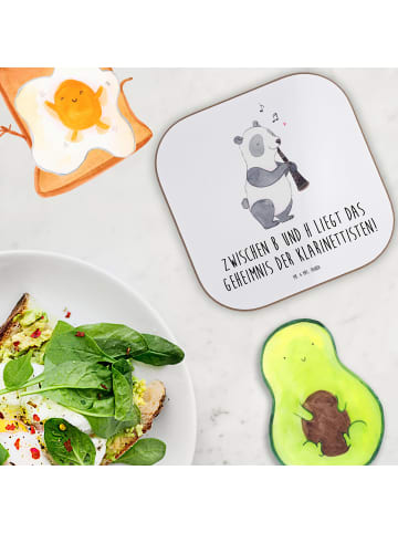 Mr. & Mrs. Panda Coaster Klarinette Geheimnis mit Spruch in Weiß