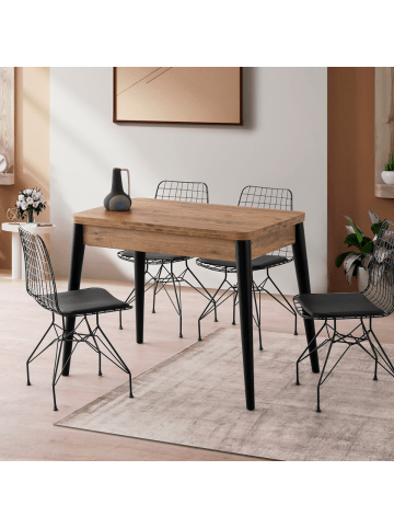 CALICOSY Ausziehbarer Tisch DOLUNAY in Helles - (W) 100 x (H) 75 x (L) 60 cm
