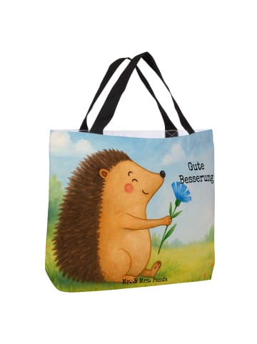 Mr. & Mrs. Panda Tasche Igel Blumen Design mit Spruch in Weiß