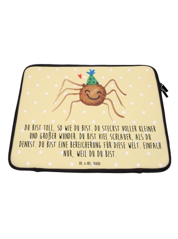 Mr. & Mrs. Panda Laptoptasche Spinne Agathe Party mit Spruch in Gelb Pastell