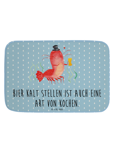 Mr. & Mrs. Panda Badteppich Hummer Weizen mit Spruch in Blau Pastell