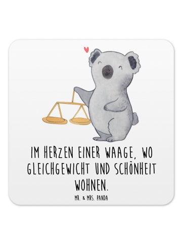 Mr. & Mrs. Panda Untersetzer für Gläser Waage Astrologie mit Spruch in Weiß