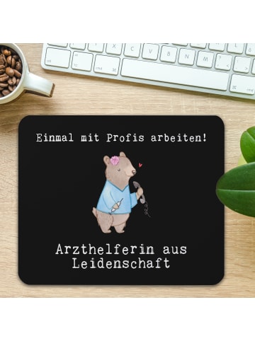 Mr. & Mrs. Panda Mousepad Arzthelferin Leidenschaft mit Spruch in Schwarz