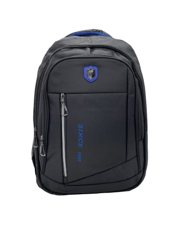 EGOMAXX Gepolsterter Rucksack Carbon Optik Design Backpack in Schwarz-Blau-Anthrazit