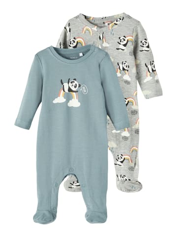 name it Unisex Strampler 2er Pack mit Panda Design in Grau