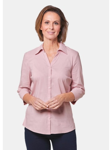 GOLDNER Baumwollbluse mit offenem Hemdkragen in rosé