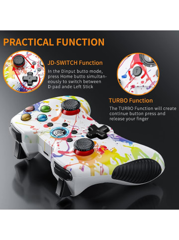 COFI 1453 Game Controller, Wireless Gamepad mit Dual Vibration in Mehrfarbig
