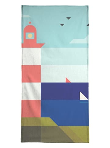 Juniqe Handtuch "Lighthouse" in Blau & Rot